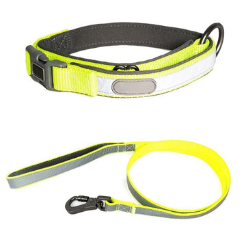 Dog Collars and leash Set Reflective Pet Dog Tag Collar Leash Lead For Small Medium Large Dogs Pitbull Bulldog Pugs-0