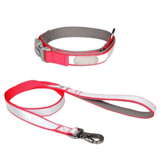 Dog Collars and leash Set Reflective Pet Dog Tag Collar Leash Lead For Small Medium Large Dogs Pitbull Bulldog Pugs-0