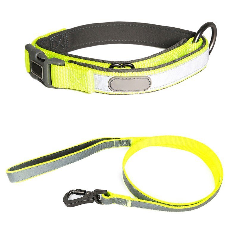 Dog Collars and leash Set Reflective Pet Dog Tag Collar Leash Lead For Small Medium Large Dogs Pitbull Bulldog Pugs-0